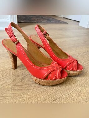 Nine West Coral Slingback Cork Platform Shoe- Womens